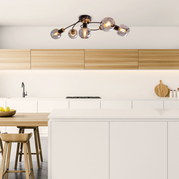 Näve Deckenlampe Fumoso 5-fl. schwarz Deckenlicht Deckenleuchte Leuchte Lampe