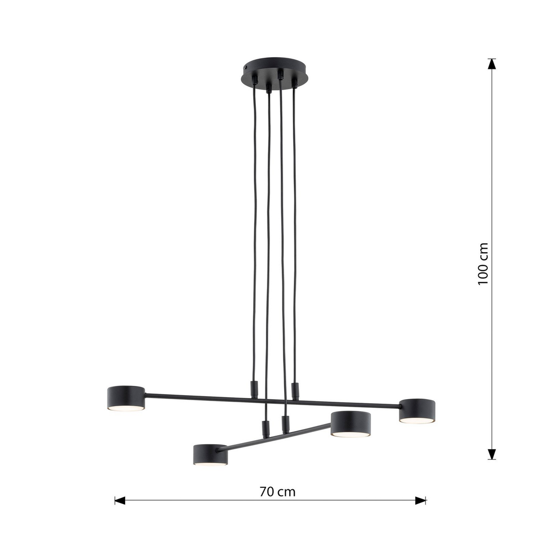 EMIBIG LIGHTING Hängeleuchte Modus 4 Hängelampe Stahl vierflammig GX 53 schwarz