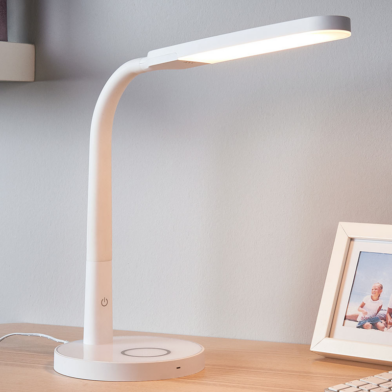 Lindby Weiße LED-Schreibtischlampe Tischlampe Lampe Leuchte Maily USB-Anschluss