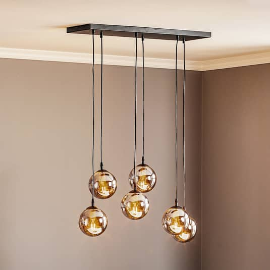 Euluna Hängeleuchte Glassy Hängelampe Deckenlampe Lampe 6 Flg Gerade Glas Grafit B-Ware - 5901738919082