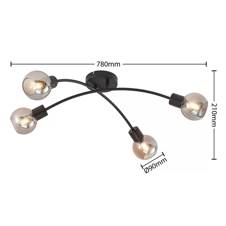 Lindby Lioma Deckenleuchte Hängeleuchte Deckenlampe Lampe 4-flammig E14 schwarz