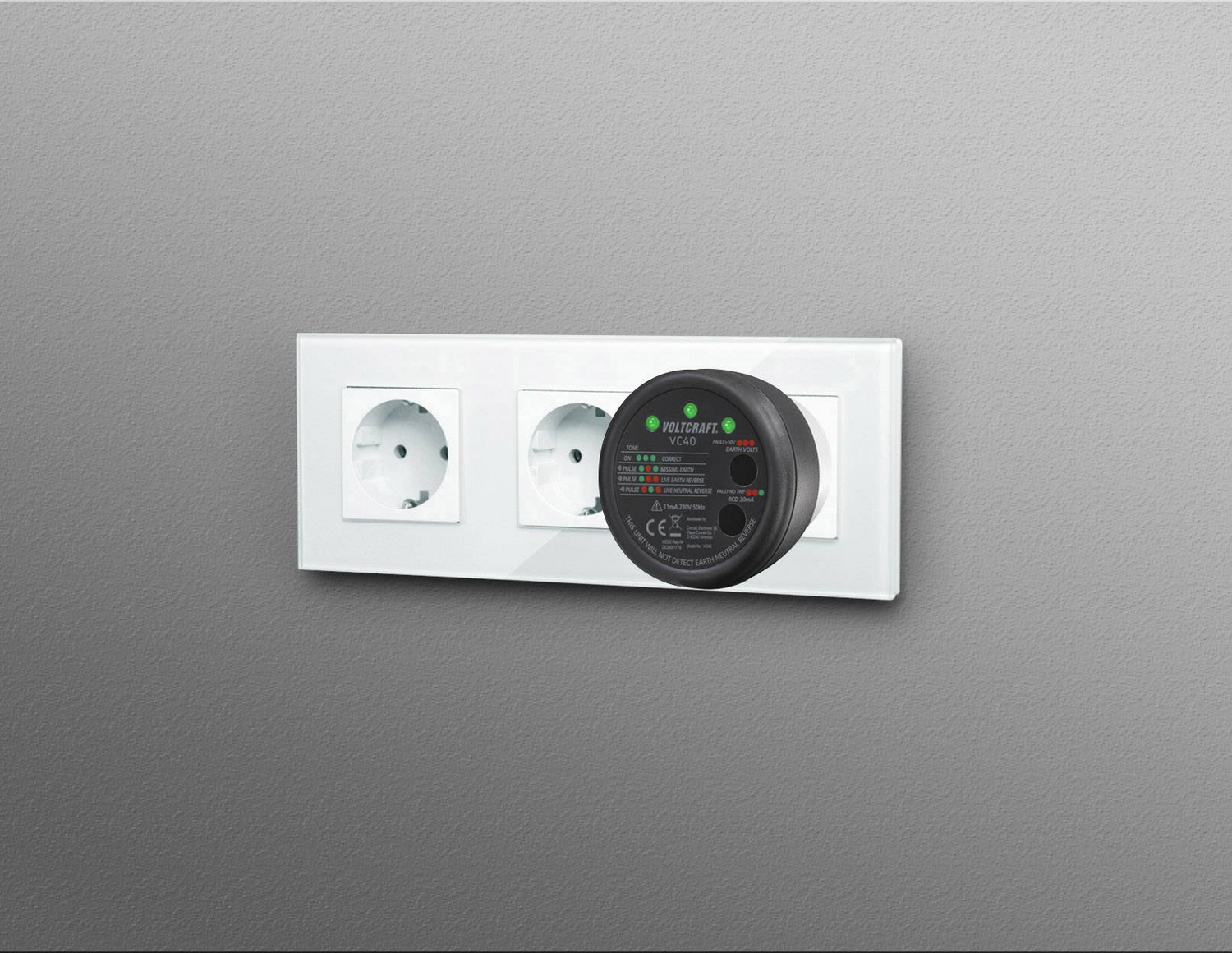 Testeur de prises Voltcraft VC40, vérification des prises, test RCD/GFCI, produit de seconde main 