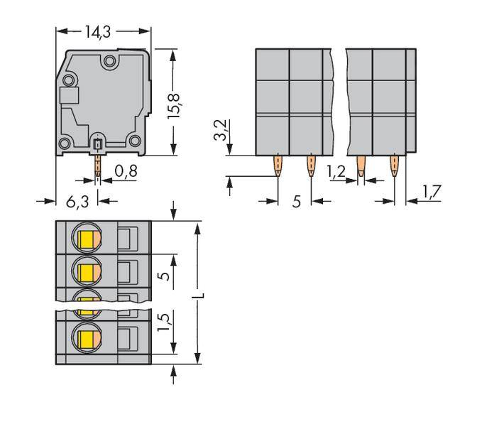 WAGO 739-108 Federkraftklemmblock Klemmblock Verbindungsklemme