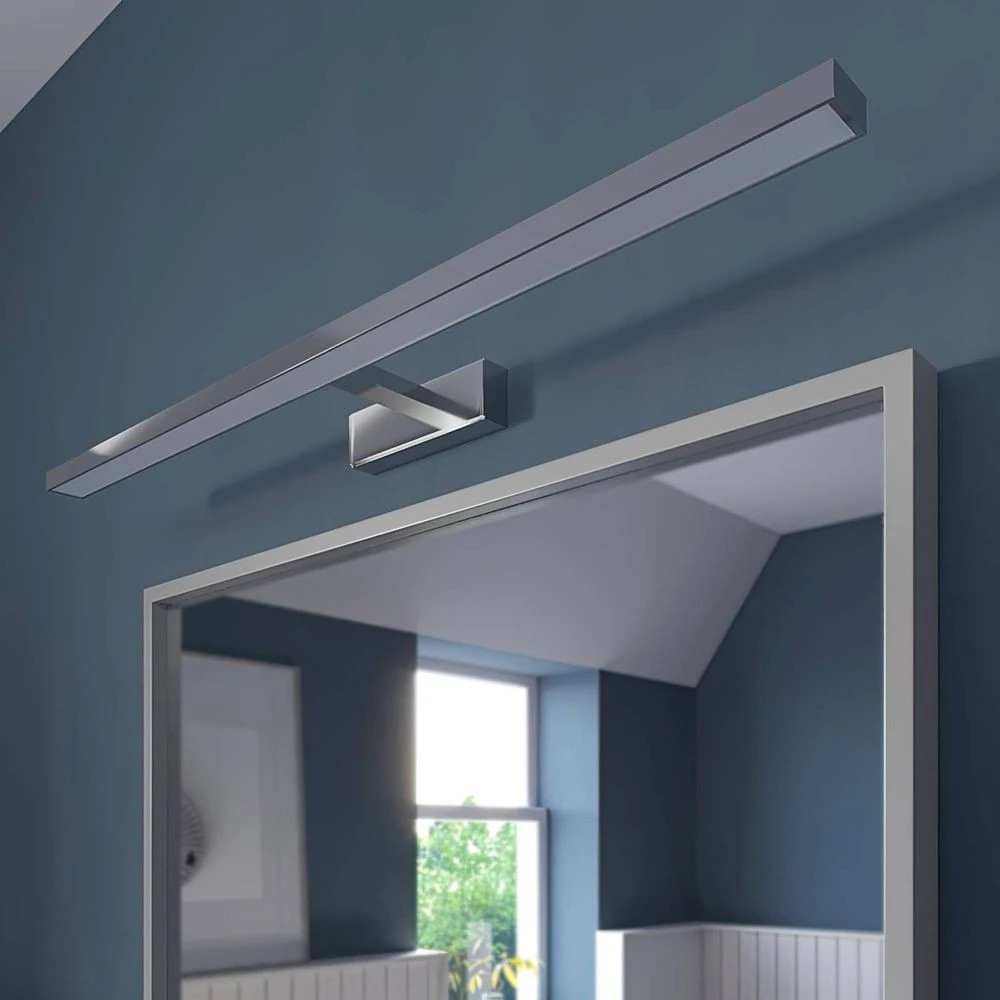 Applique murale Lindby Jukka pour salle de bain, éclairage LED blanc chromé, 90 cm, IP44, produit de seconde main.