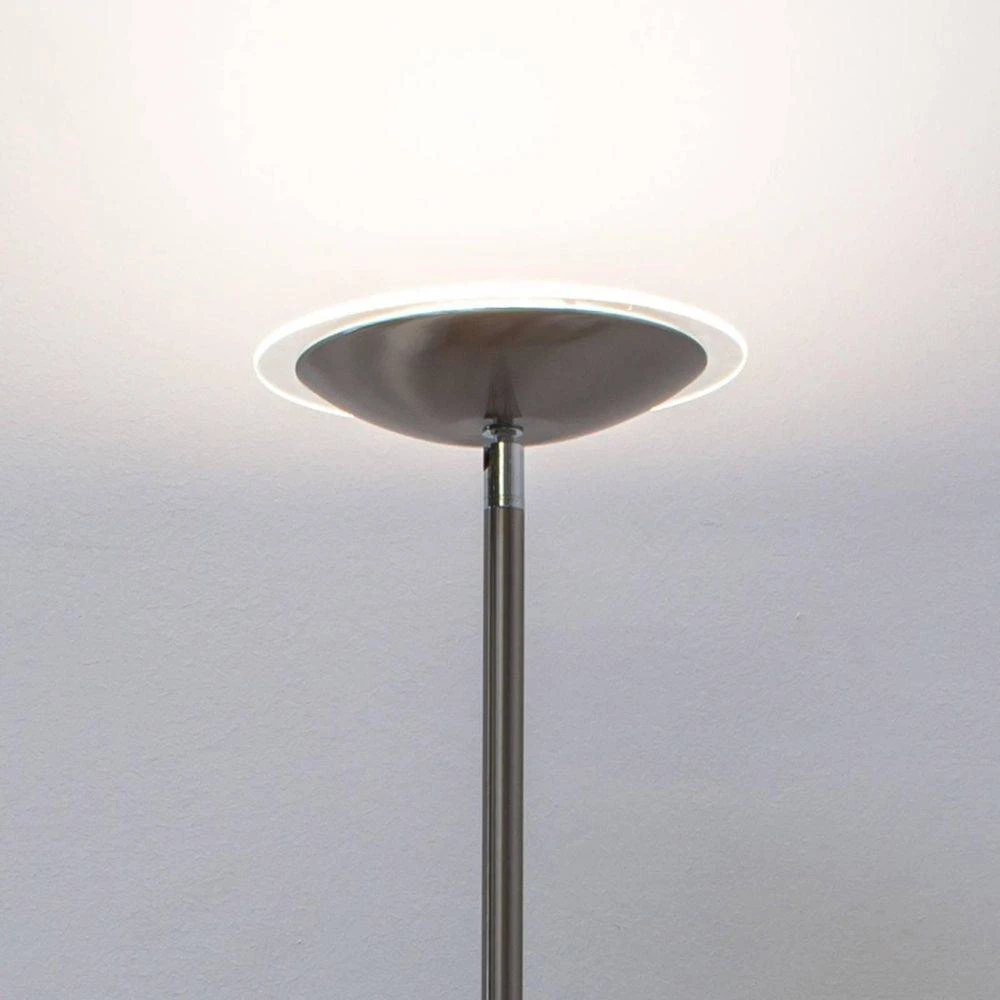 Lindby Malea LED-Deckenfluter Stehleuchte Stehlampe Lampe Leuchte nickel matt
