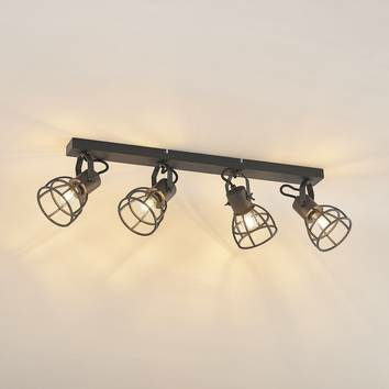Lindby Flintos Käfig-Strahler Deckenlampe Deckenlicht Leuchte 4-flammig schwarz