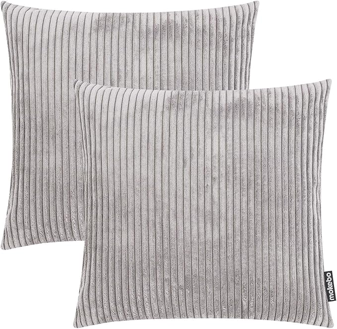 Mokebo Cordkissen Set 45x45 Grau Kissen Cordstoffkissen Sofakissen Couchkissen