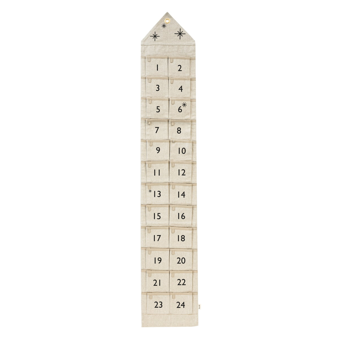 Ferm Living Adventskalender Stoff Haus Kalender Schmal Sand 150cm Textil B-Ware