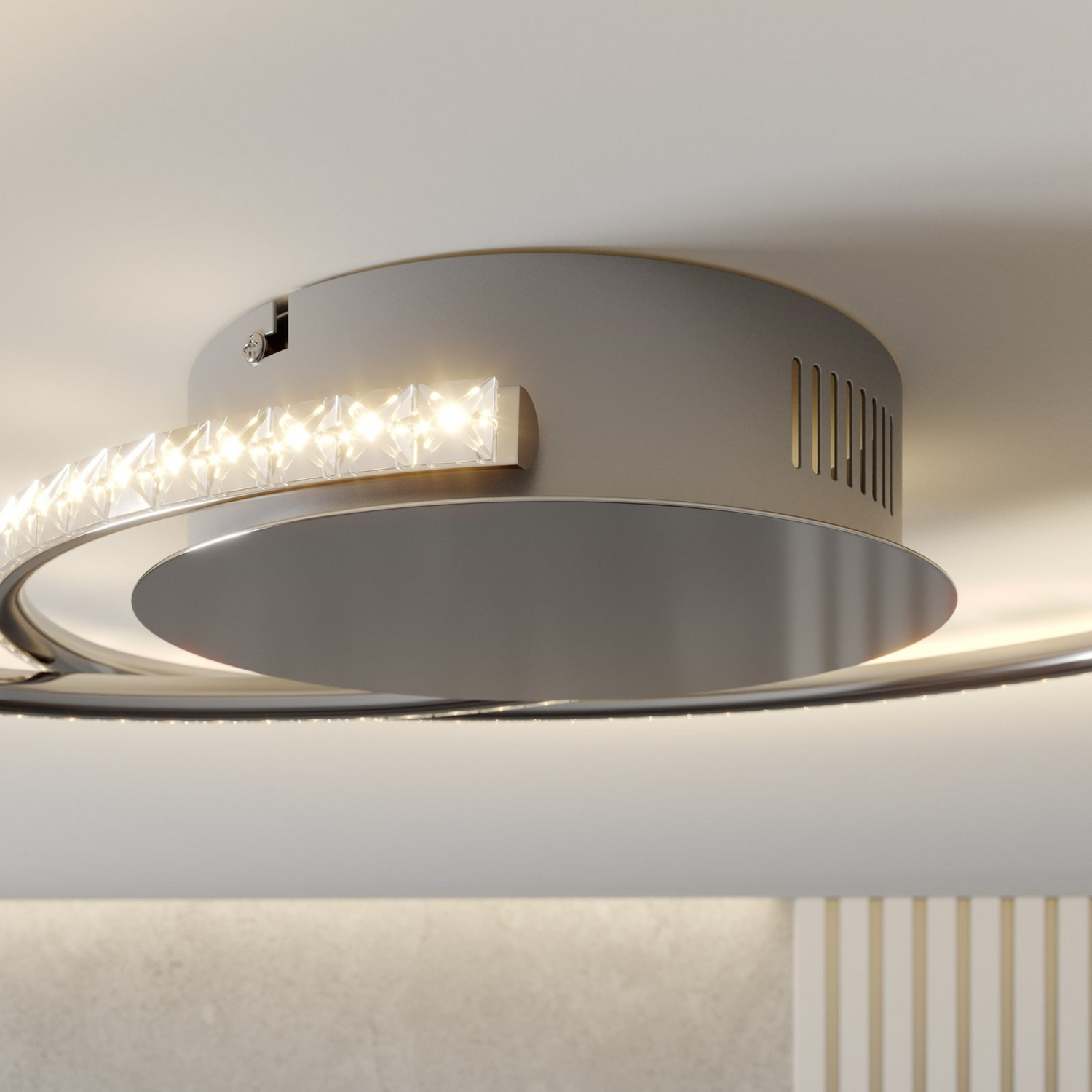 Plafonnier LED Lindby Joline, luminaire, cristal, 45 cm