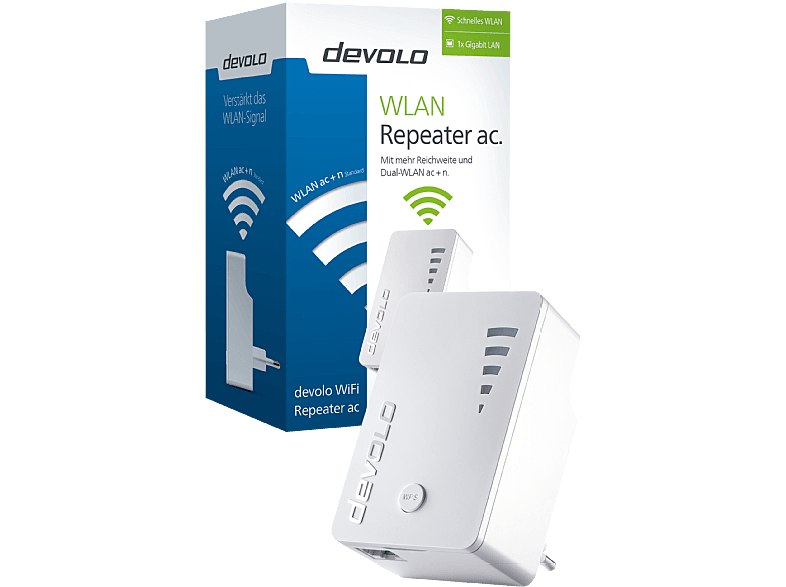 Devolo 9789 WiFi ac Repeater 4x integrierte Antennen Weiß