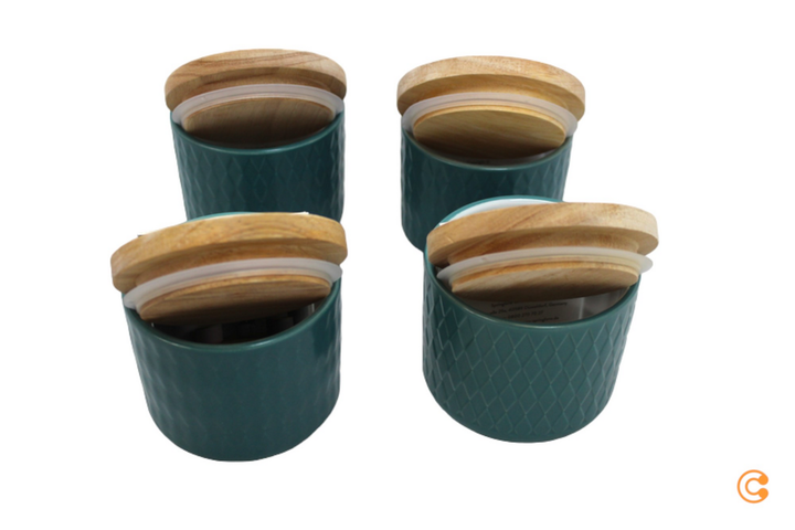 Springlane Kitchen Keramik Vorratsdose mit Holzdeckel Vorratsbehälter Dose