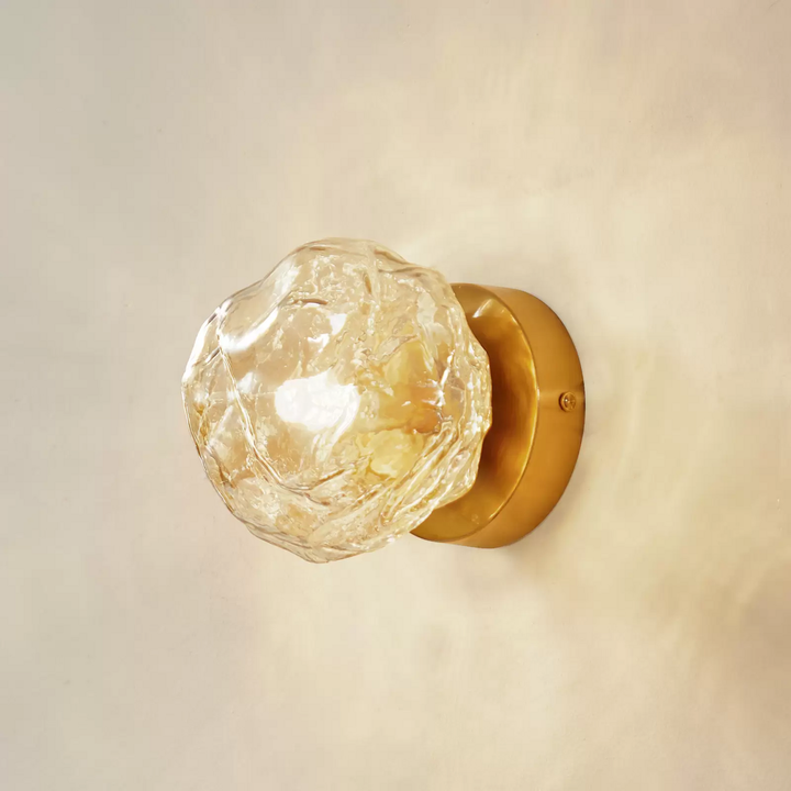 Lindby Wandleuchte Piatra amber messing Glas Ø 16 cm G9 Wandlampe Lampe Leuchte