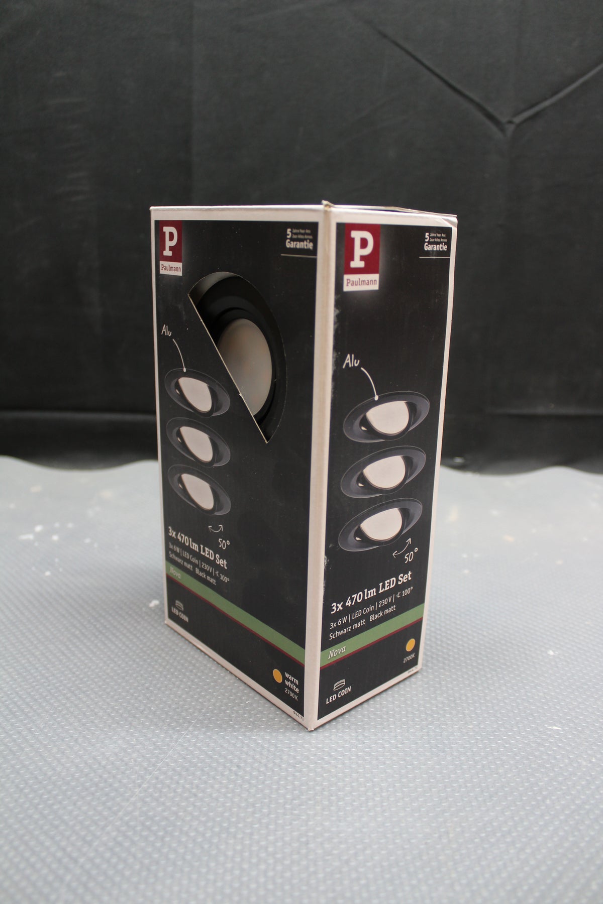 Paulmann Einbaustrahler Nova Coin LED Spot 3er Set schwarz warmweiß 2700K - 4000870944714