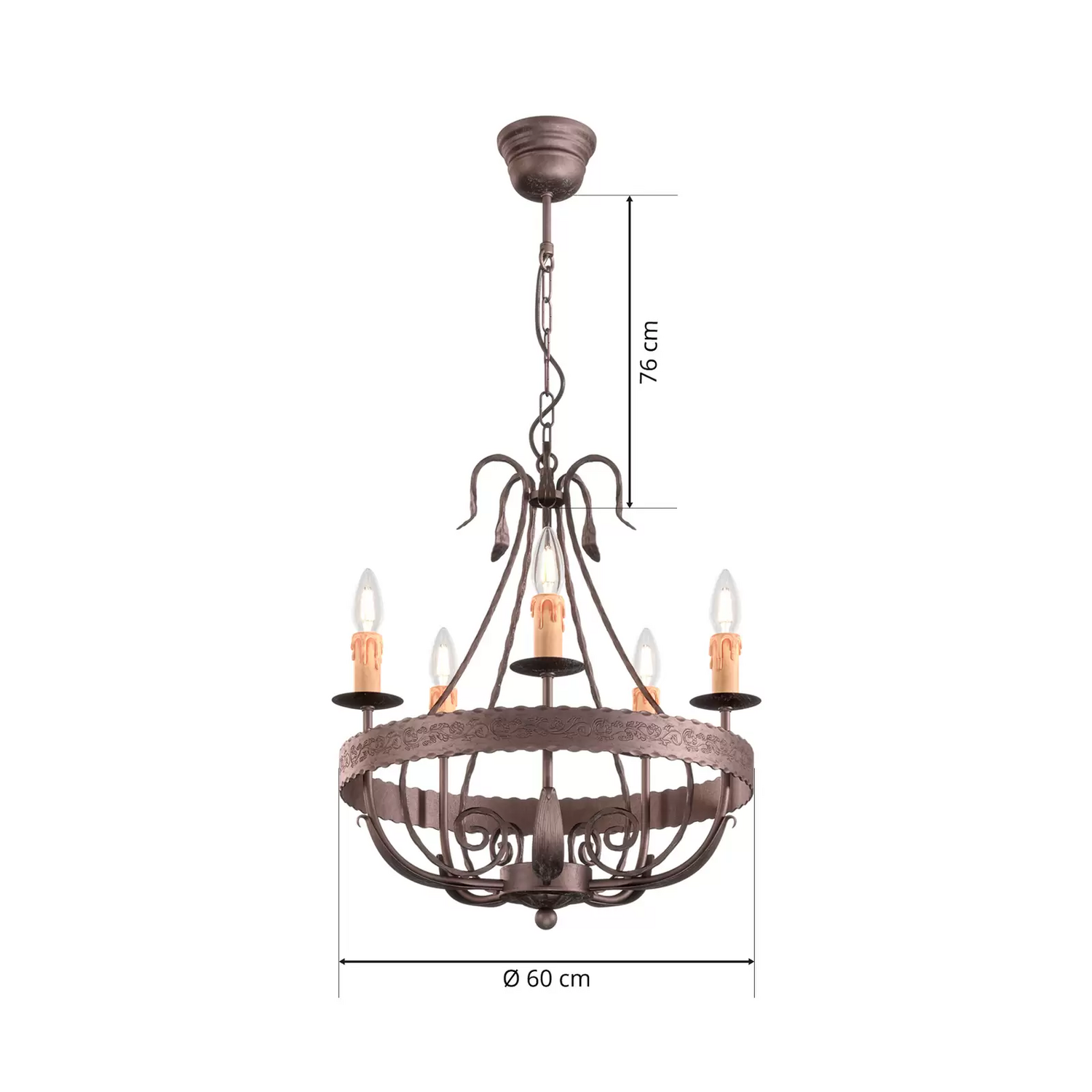 Lustre Loara à cinq lumières, luminaire, lampe, lampe couronne, plafonnier, éclairage de plafond