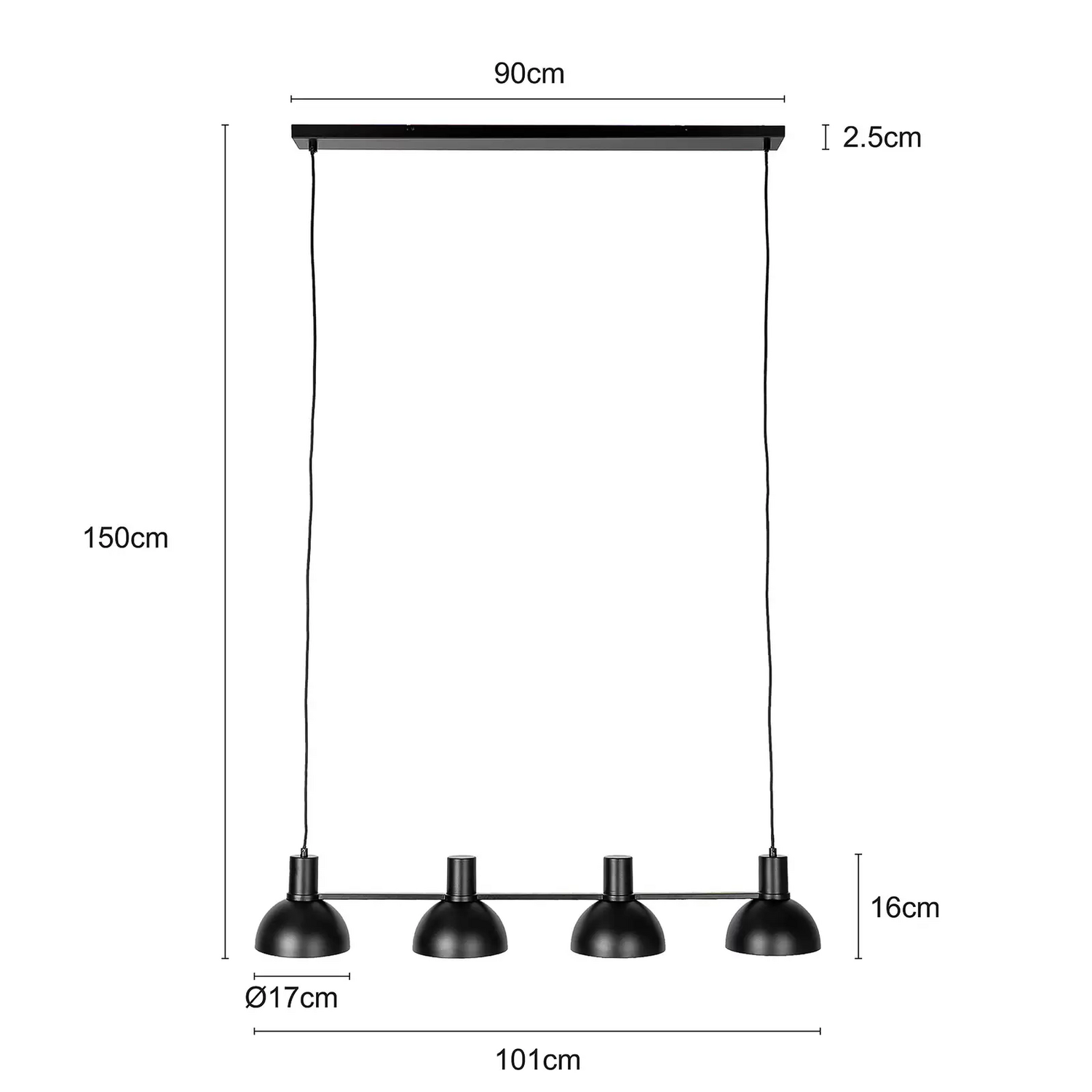 B-Ware Lucande Mostrid Hängelampe Schwarz Vierflammig Hängeleuchte Deckenleuchte Lampe