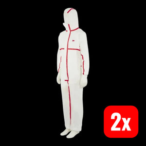 B-Ware 3 M Schutzanzug Overall Anzug 4565 Weiß Rot Größe Xl Typ 4/5/6 Kapuze 2 Stück