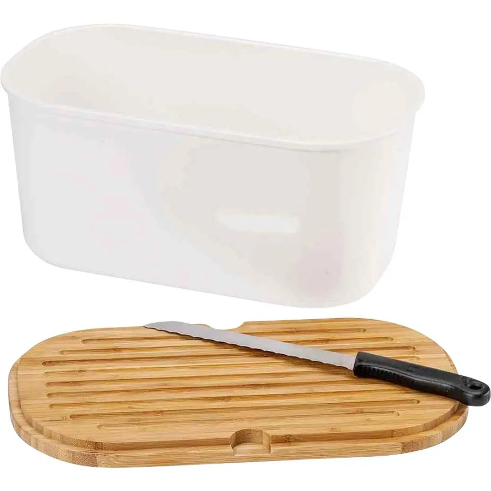 B-Ware Kesper Brotbox Brotkasten Melamin Schneidbrett Bambus Weiß 37 X 17,5 X 21,5 Cm - 4000270580802