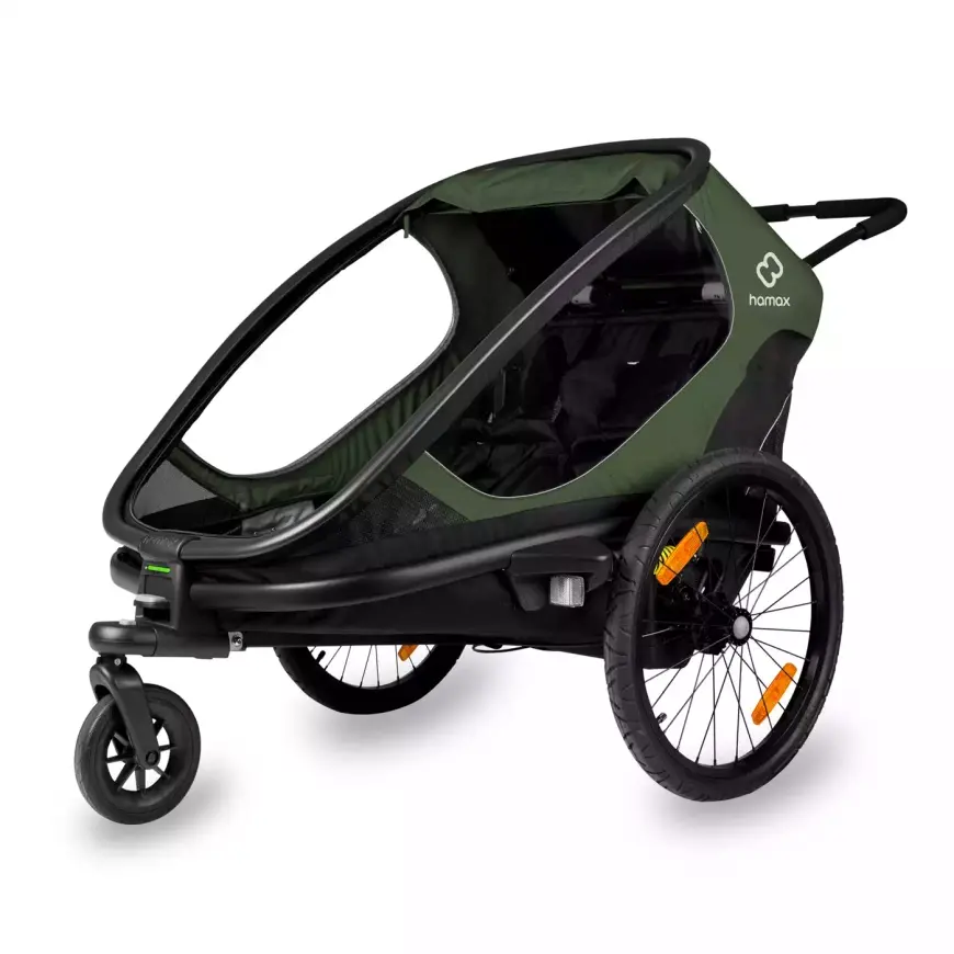 Hamax Outback Fahrradanhänger Trailer Kinderwagen Grün Schwarz Transport B-Ware