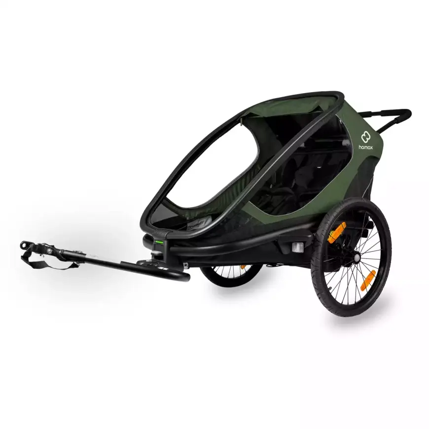 Hamax Outback Fahrradanhänger Trailer Kinderwagen Grün Schwarz Transport B-Ware