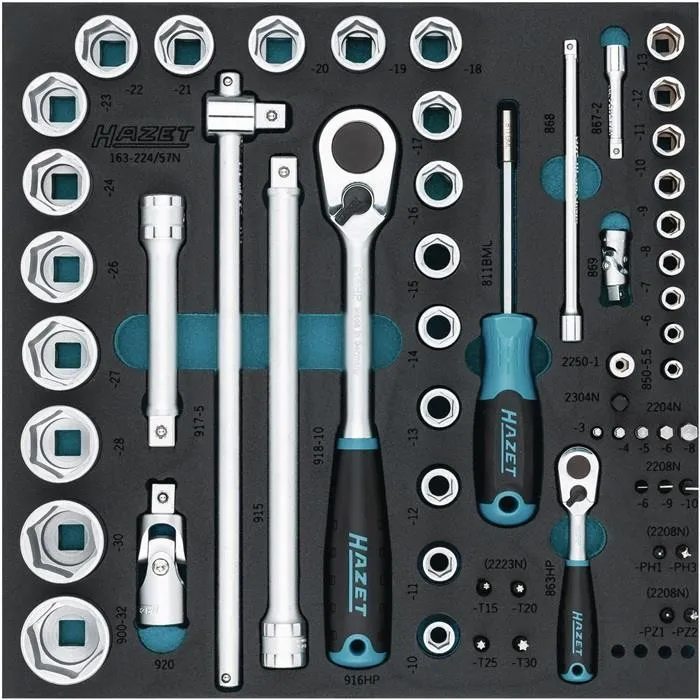 B-Ware Hazet Werkzeugmodul Set Steckschlüssel Schraubendreher 57 Teilig 2/3 344x342 Mm