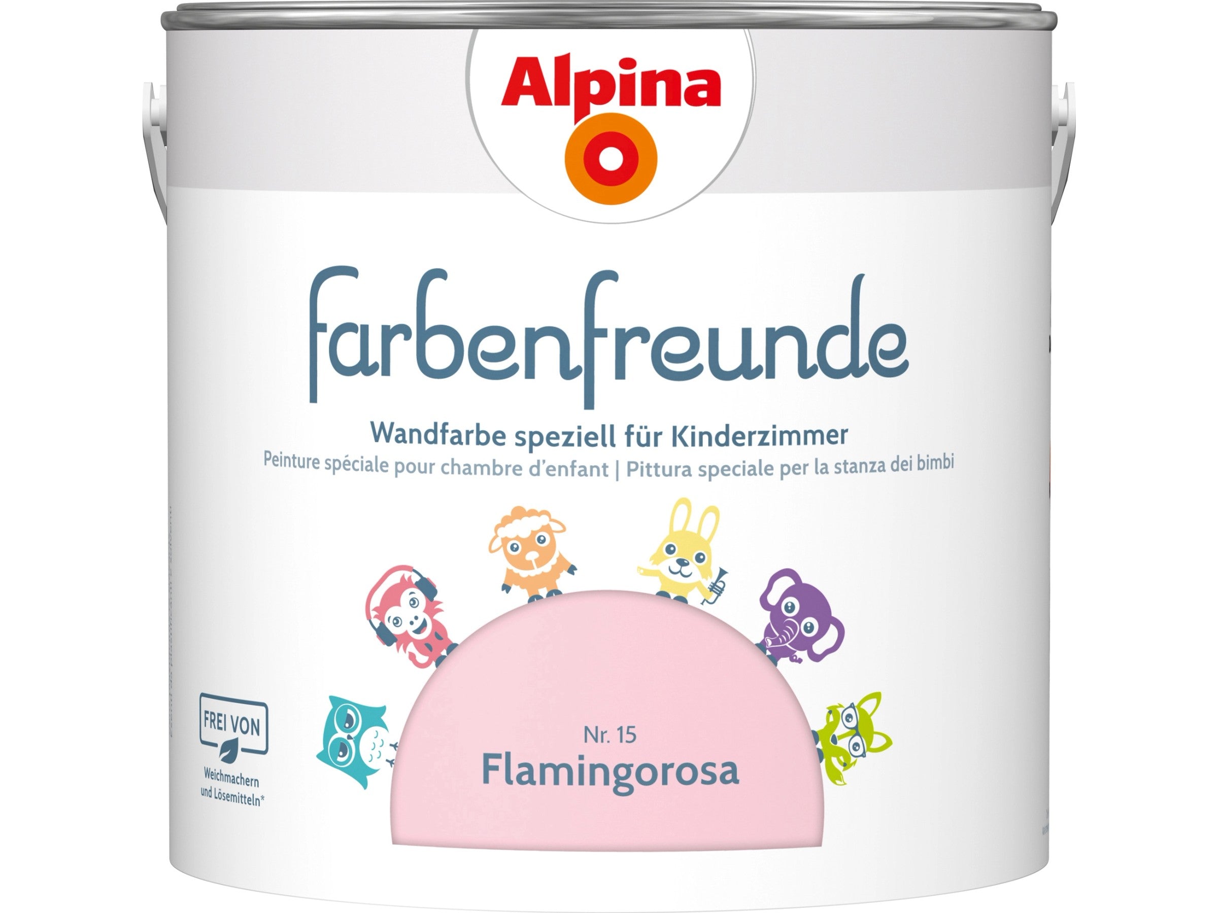 Alpina Farbenfreunde Wandfarbe Dispersionsfarbe Flamingorosa seidenmatt 2,5 L - 4001244772988