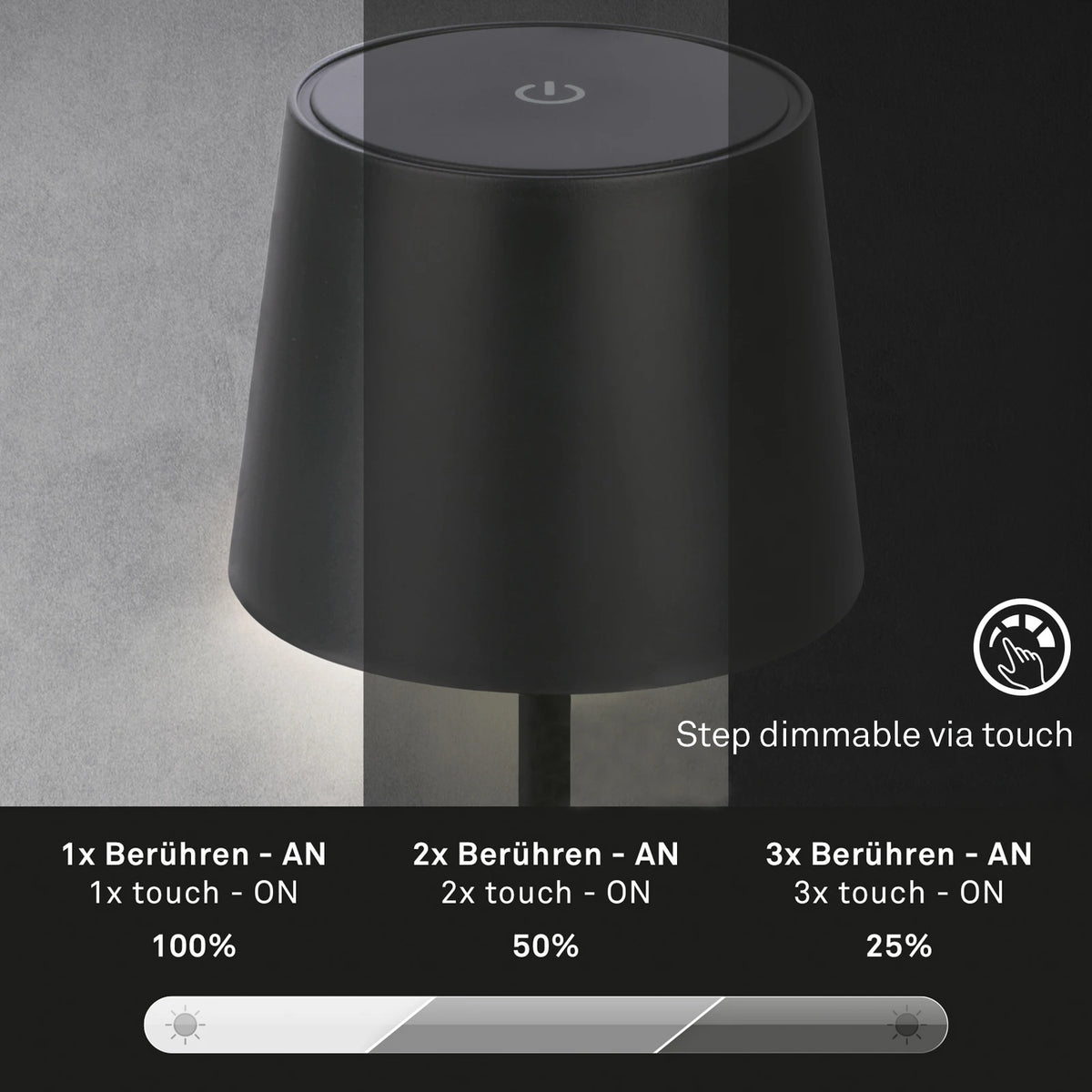 Briloner Tischlampe Leuchte LED Boja Kabellos Dimmbar Spritzwasserschutz 5 STÜCK - 4002707438427