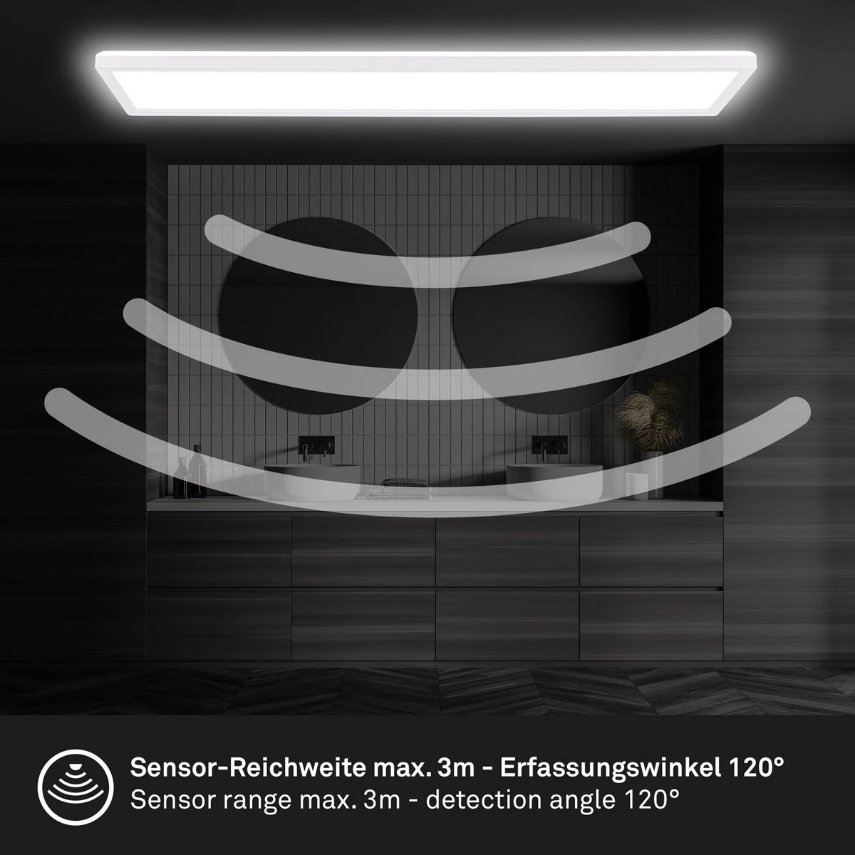 Briloner LED-Panel Move Sensor Deckenleuchte Panel 98x20cm IP44 Kunststoff weiß - 4002707460404
