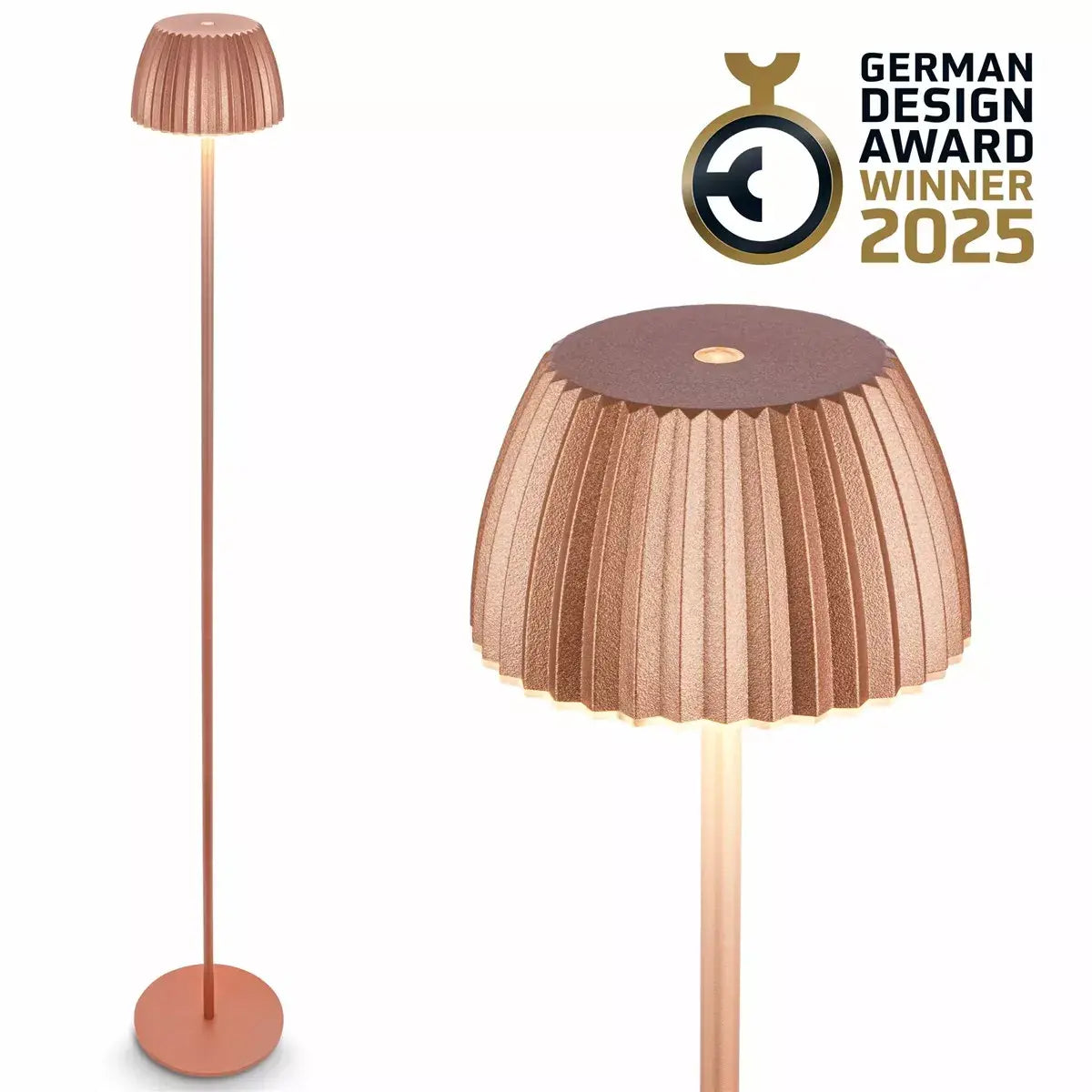 B-Ware Briloner Stehlampe Stehleuchte Led Akku Riffle Dimmbar Touch Kupferfarben Ip44 - 4002707482598