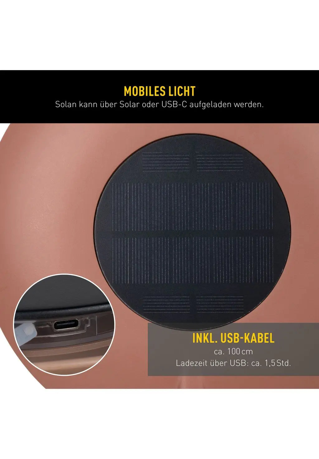 B-Ware Näve Tischleuchte Lampe Solarleuchte Solan Braun Beleuchtung Garten Terrasse Usb - 4003222897638