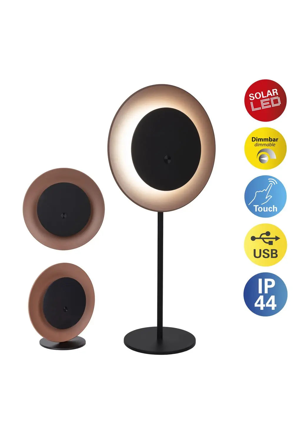 B-Ware Näve Tischleuchte Lampe Solarleuchte Solan Braun Beleuchtung Garten Terrasse Usb - 4003222897638
