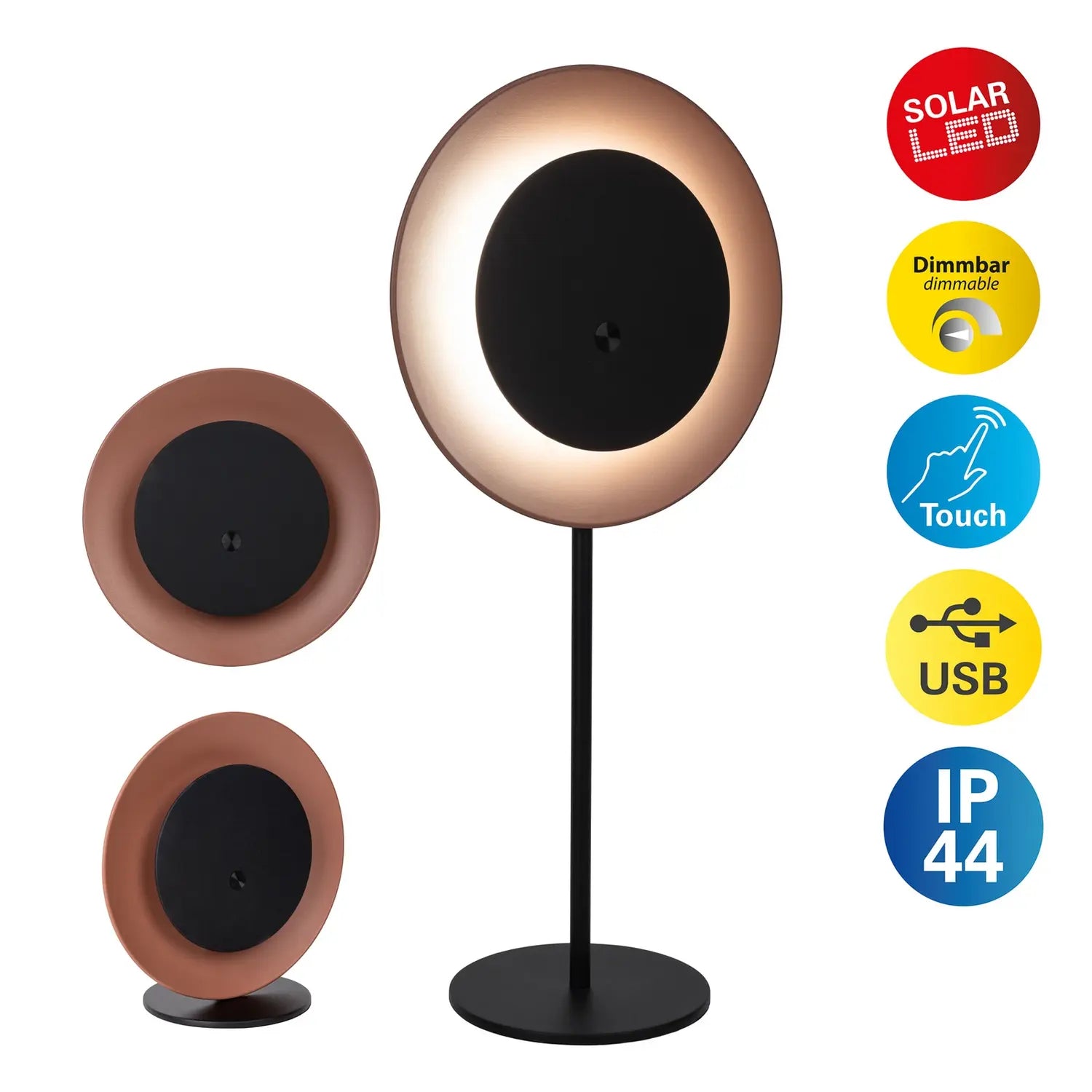 B-Ware Näve Tischleuchte Tischlampe Solan Led Akku Leuchte Solar Schwarz Braun Ip54 - 4003222897652