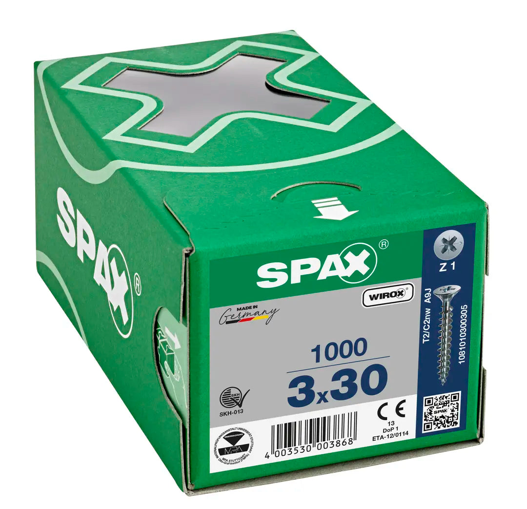 B-Ware Spax Schrauben Befestigungsmittel Vollgewinde Kreuzschlitz 3x30 Mm 100 Stück - 4003530003868