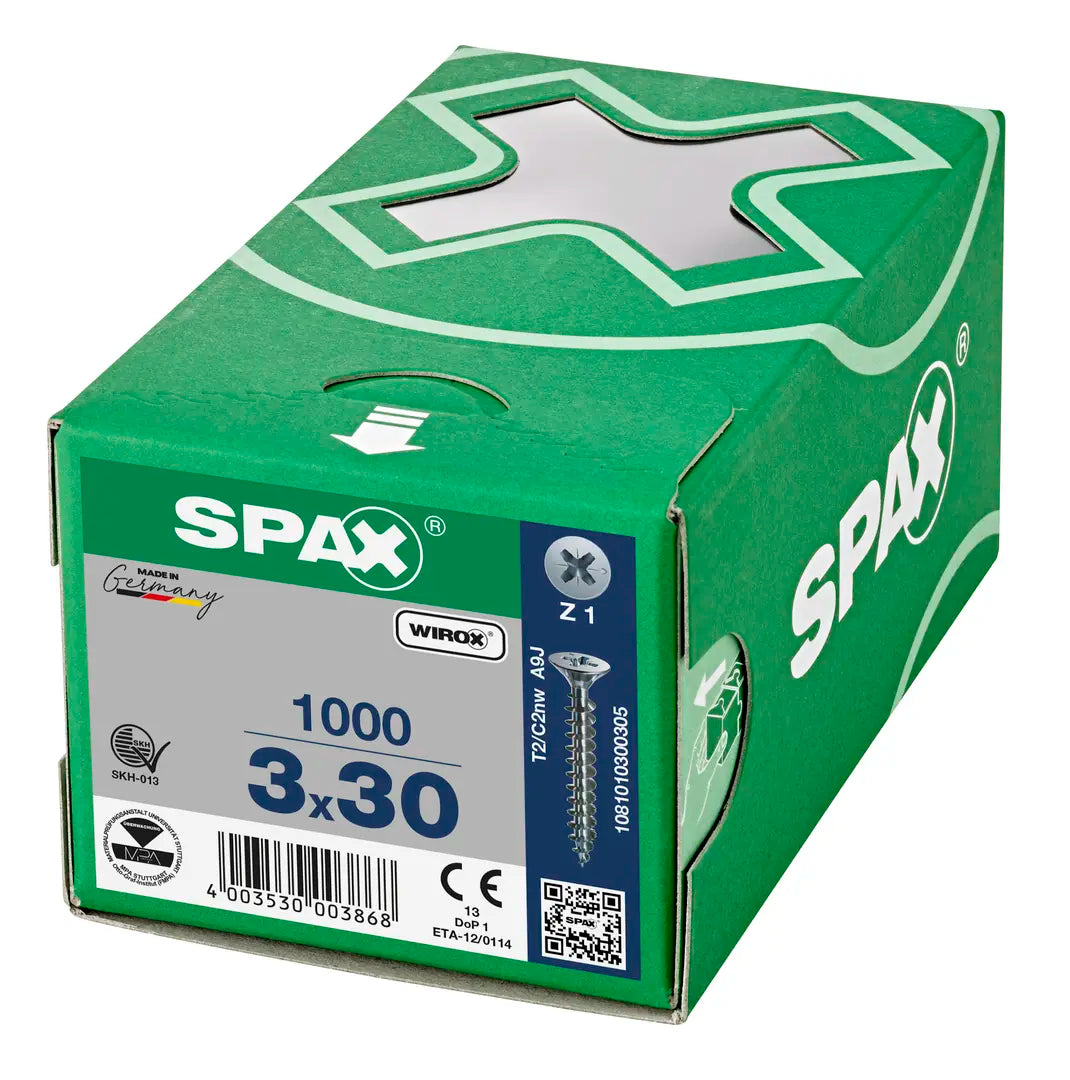 B-Ware Spax Schrauben Befestigungsmittel Vollgewinde Kreuzschlitz 3x30 Mm 100 Stück - 4003530003868