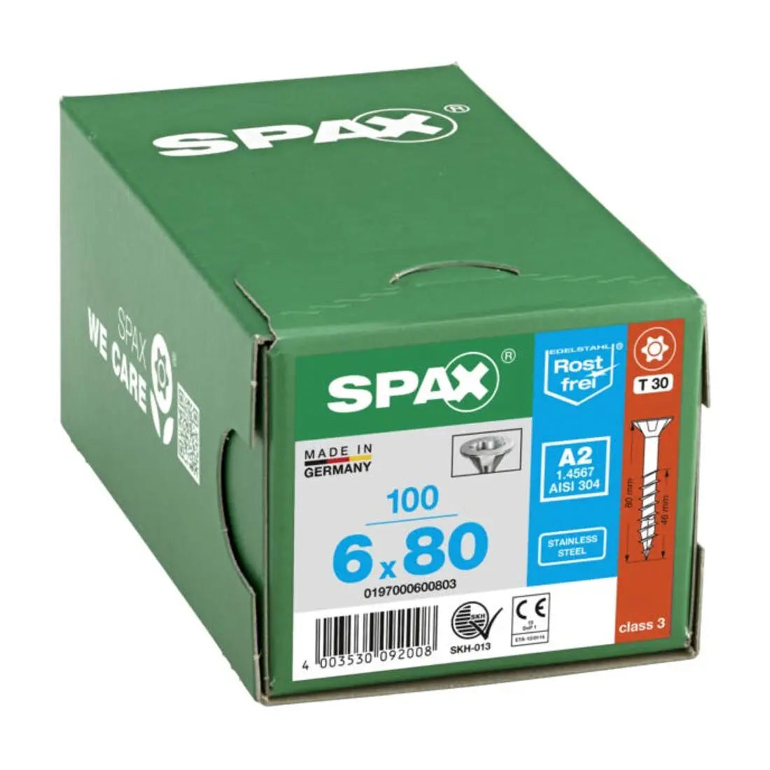 B-Ware Spax Schrauben Universalschrauben 6x80 Edelstahl Senkkopf Tg A2 T Star 100 Stück - 4003530092008