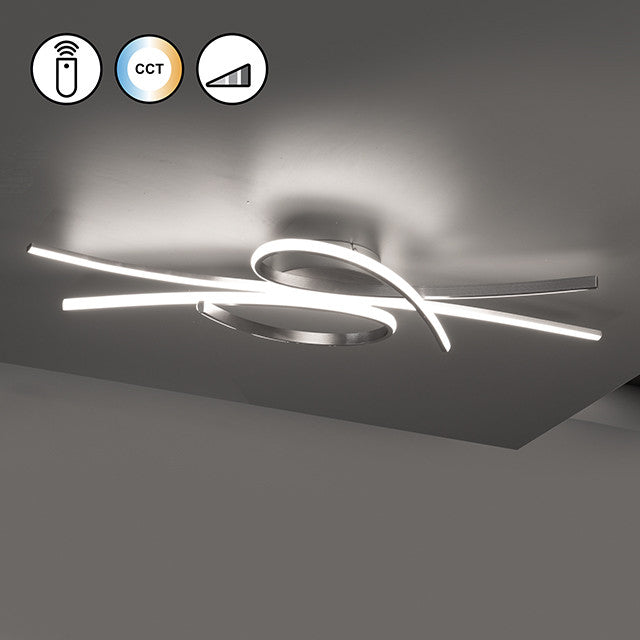 Fischer & Honsel Deckenleuchte Lampe LED BIBA Fernbedienung Nickel Metall 100 cm - 4003694215206
