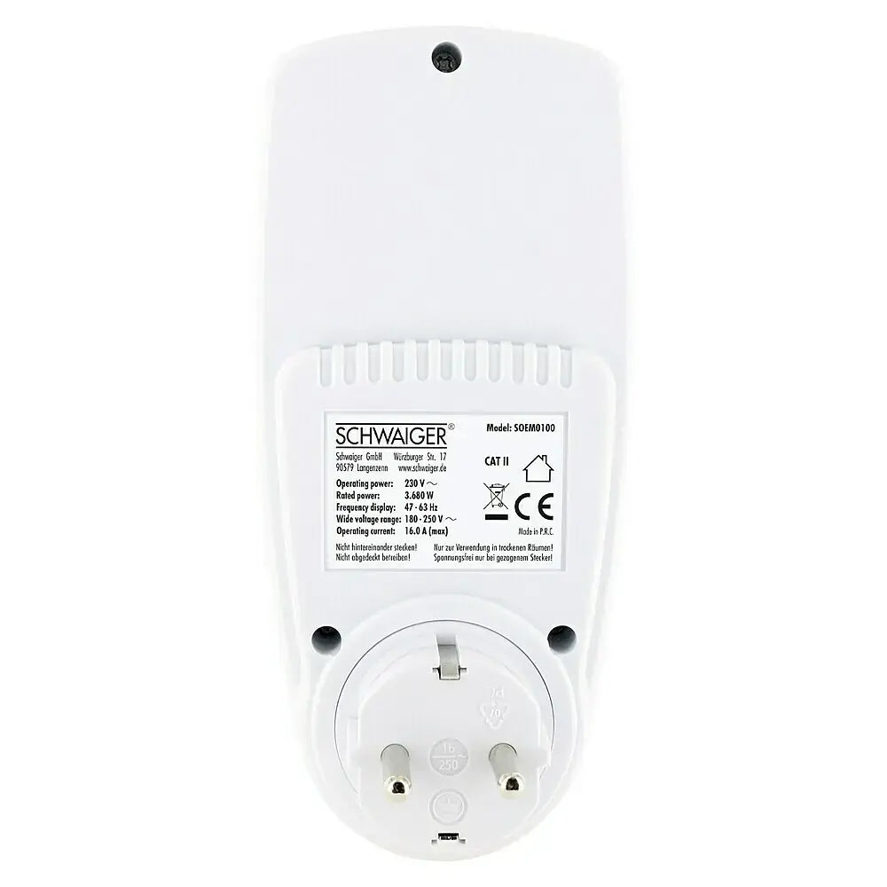 B-Ware Schwaiger Energiekostenmessgerät Strommessgerät Einspeisemessgerät Weiß Schwarz - 4004005040579