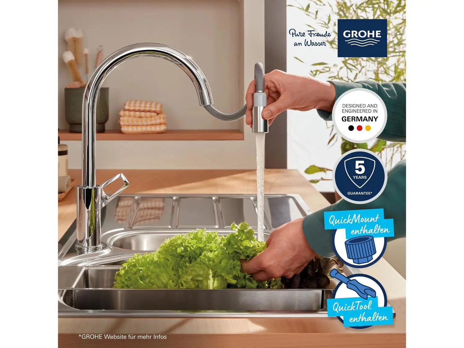 B-Ware Grohe Spültischarmatur Küchenarmatur Quick Fix Start Loop Chrom Brause Schwenkbar - 4005176741289