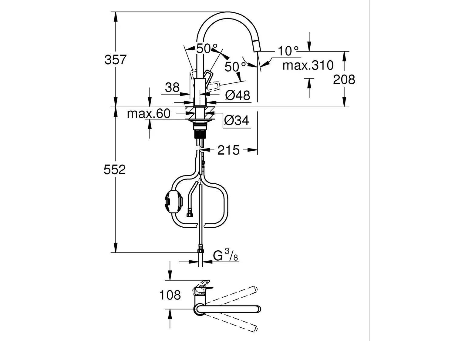 B-Ware Grohe Spültischarmatur Küchenarmatur Quick Fix Start Loop Chrom Brause Schwenkbar - 4005176741289