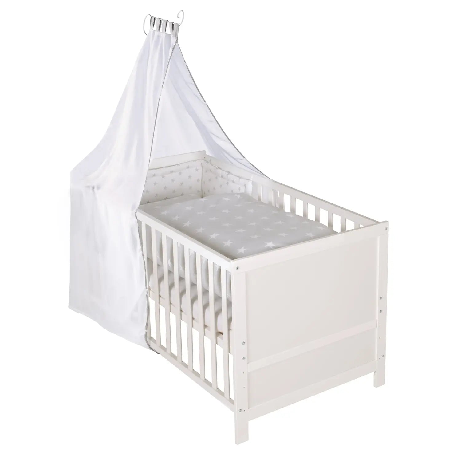 B-Ware Roba Kinderbett Babybett Komplettbett Set Sterne Grau 70 X 140 Cm Matratze  - 4005317319254