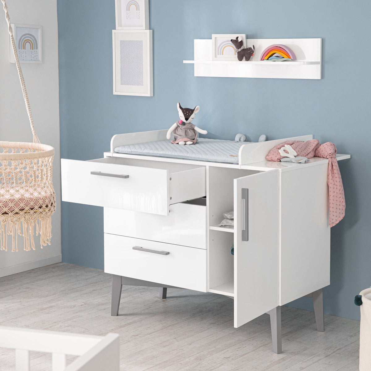 roba Wickelkommode Kommode Mika weiß 3 Schubladen Tür Babyzimmer 103x117,5x78735 - 4005317327464