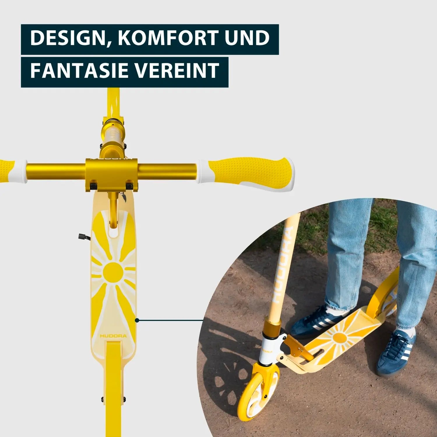 B-Ware Hudora Tretroller Scooter Big Wheel 205 Daydream Edition Sun Aluminium Gelb - 4005998142080
