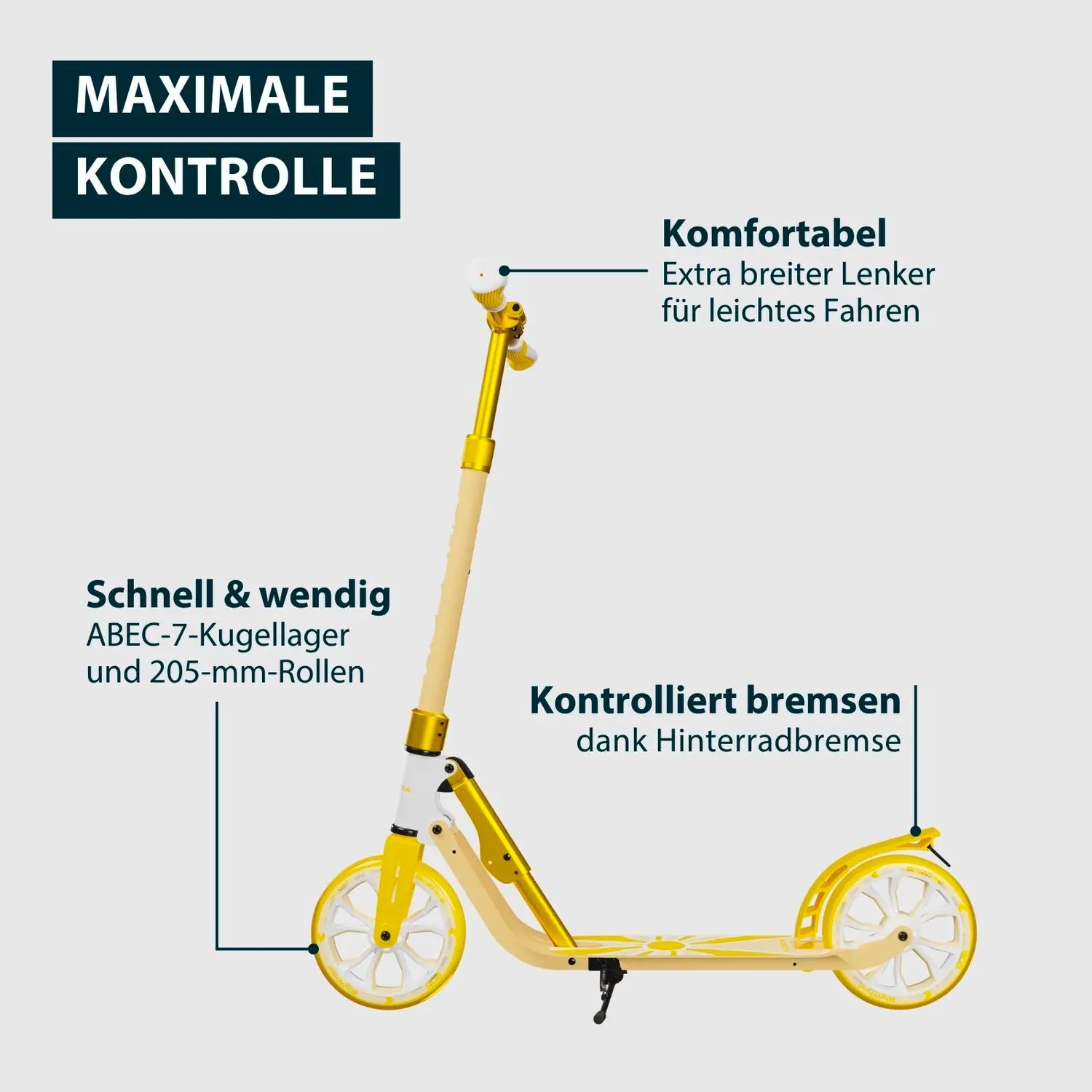 B-Ware Hudora Tretroller Scooter Big Wheel 205 Daydream Edition Sun Aluminium Gelb - 4005998142080