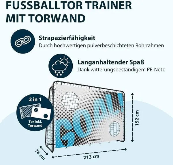 B-Ware Hudora Fußballtor Torwand Trainer Goal Fußballnetz Familie Outdoor Spiel10 - 4005998769492