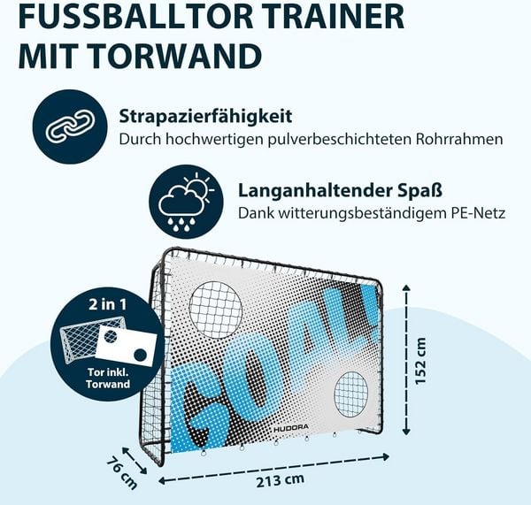 HUDORA Fußballtor Torwand Trainer Goal Fußballnetz Familie Outdoor Spiel10 - 4005998769492