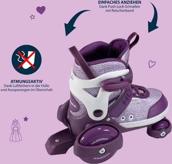HUDORA Rollschuh Kinderrollschuh Quad Skates My First Quad Lavender Gr. 26-29 - 40059998220627