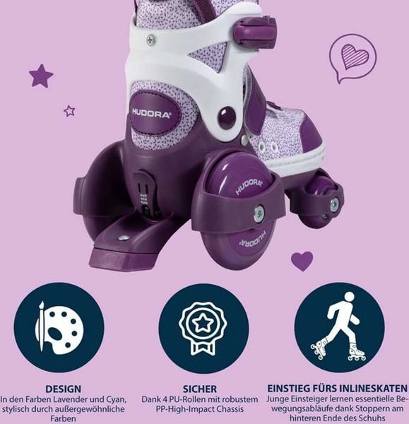 HUDORA Rollschuh Kinderrollschuh Quad Skates My First Quad Lavender Gr. 26-29 - 40059998220627