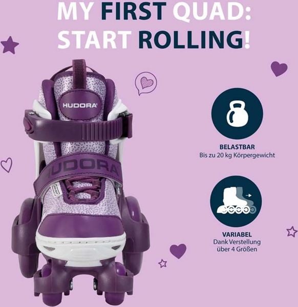 HUDORA Rollschuh Kinderrollschuh Quad Skates My First Quad Lavender Gr. 26-29 - 40059998220627