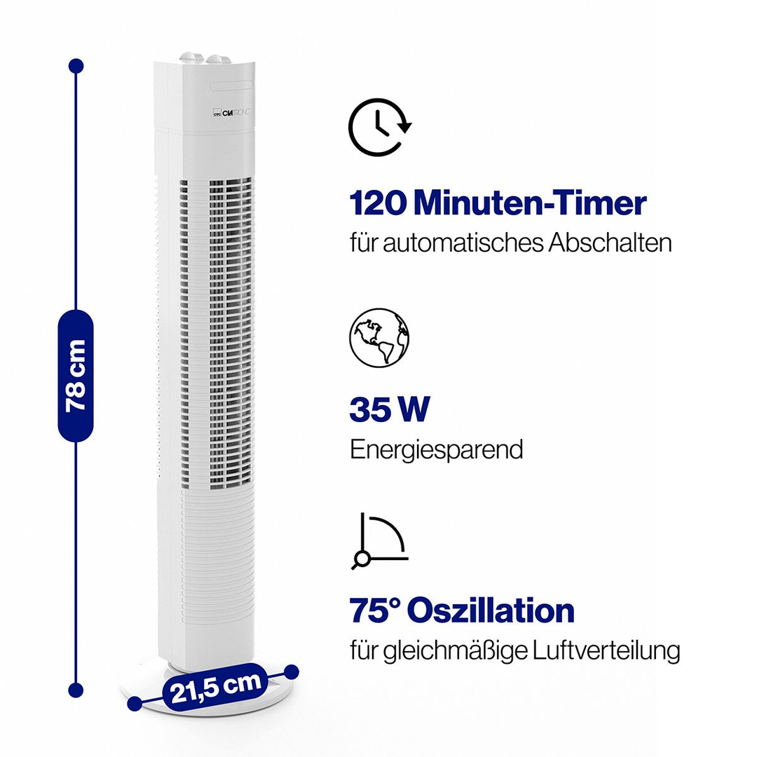 Clatronic Tower Ventilator Turmventilator Tvl 3770 Luftkühler Ventilator Weiß  B-Ware - 4006160639629