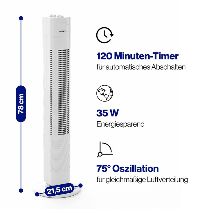 Clatronic Tower Ventilator Turmventilator Tvl 3770 Luftkühler Ventilator Weiß  B-Ware - 4006160639629