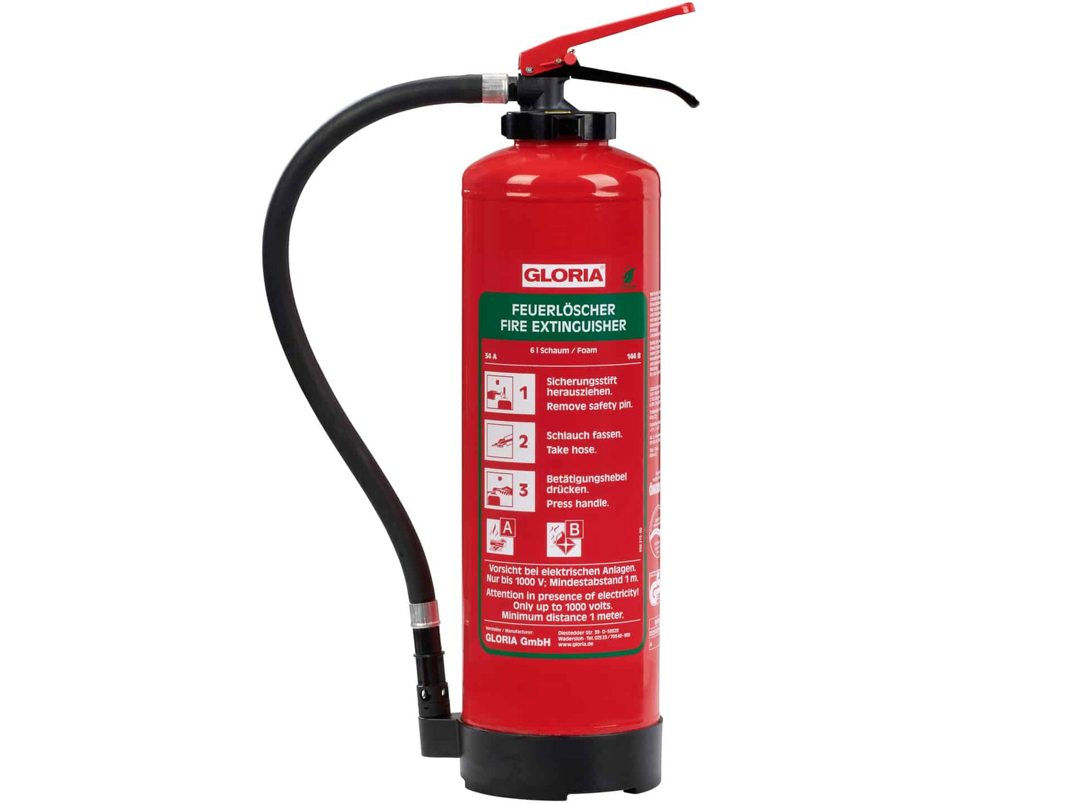 Gloria Feuerlöscher Ska+ 6 Easy Schaumlöscher Löschspray Schaum Fluorfrei 6 L B-Ware - 4006325224875